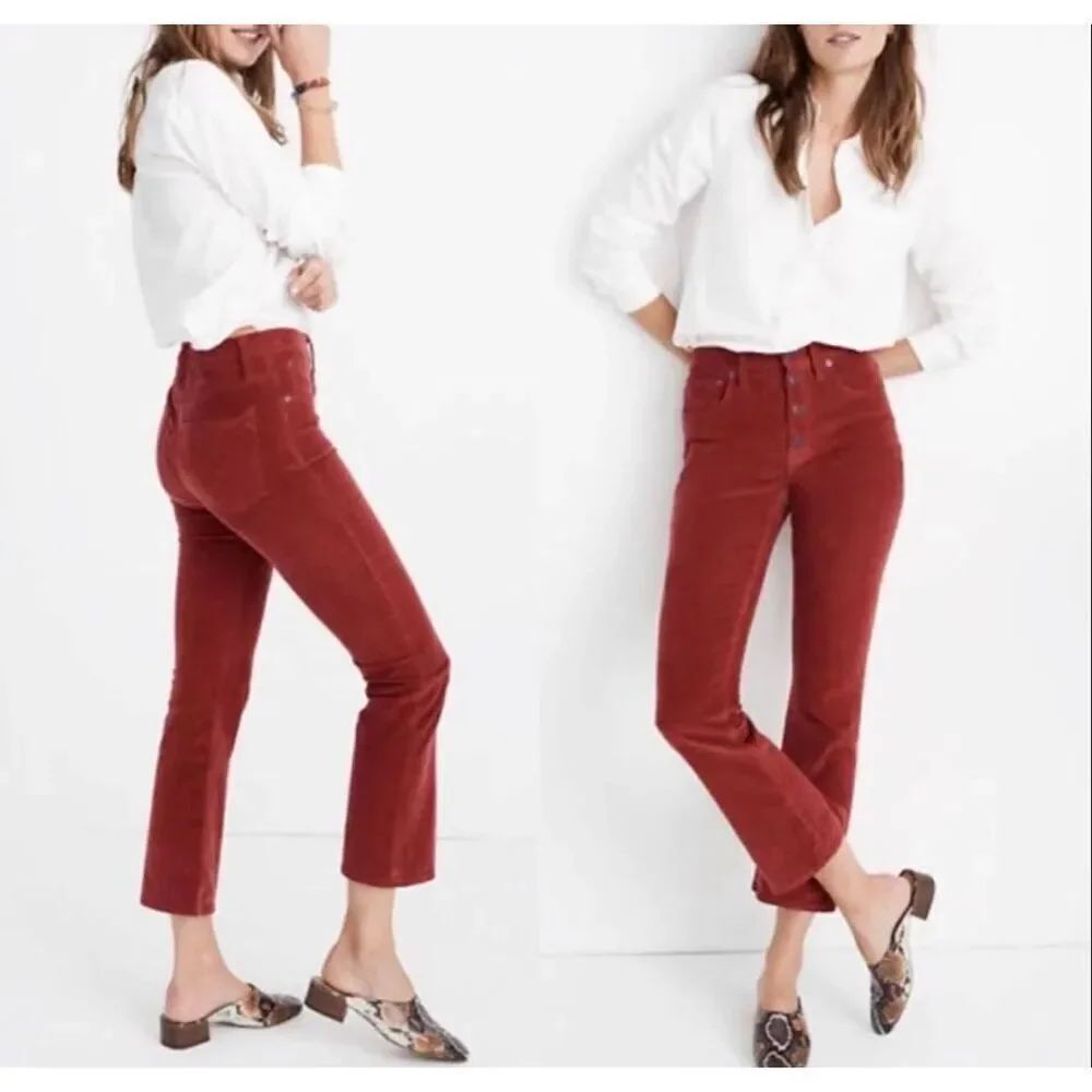 Madewell Cali Boot Corduroy Pants | Burnt Orange in 30